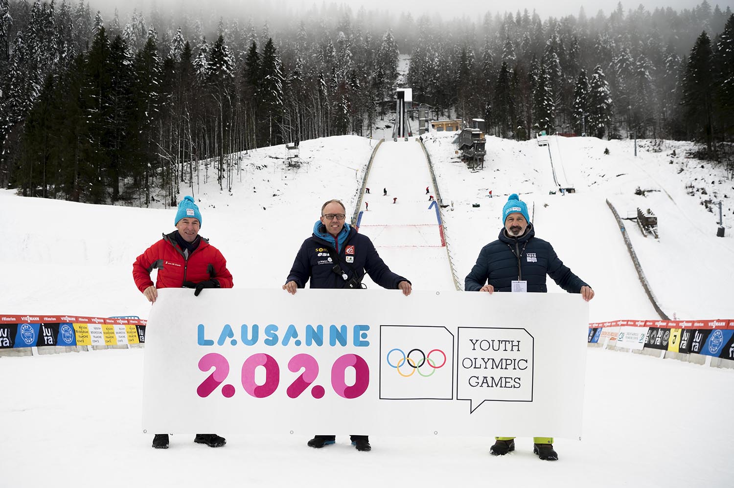 Les interlocuteurs des Jeux Olympiques de la Jeunesse Lausanne 2020, stade des Tuffes, décembre 2018 - Crédit Jura Ski Events