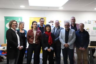 Les partenaires et Isabelle Liron, vice-présidente à la Formation professionnelle des demandeurs d’emploi de la Région. Crédit Océane LAVOUSTET / Région Bourgogne-Franche-Comté