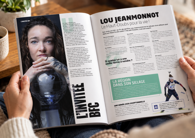 BFC, le mag, octobre 2026, pages dédiées à Lou Jeanmonnot - DR